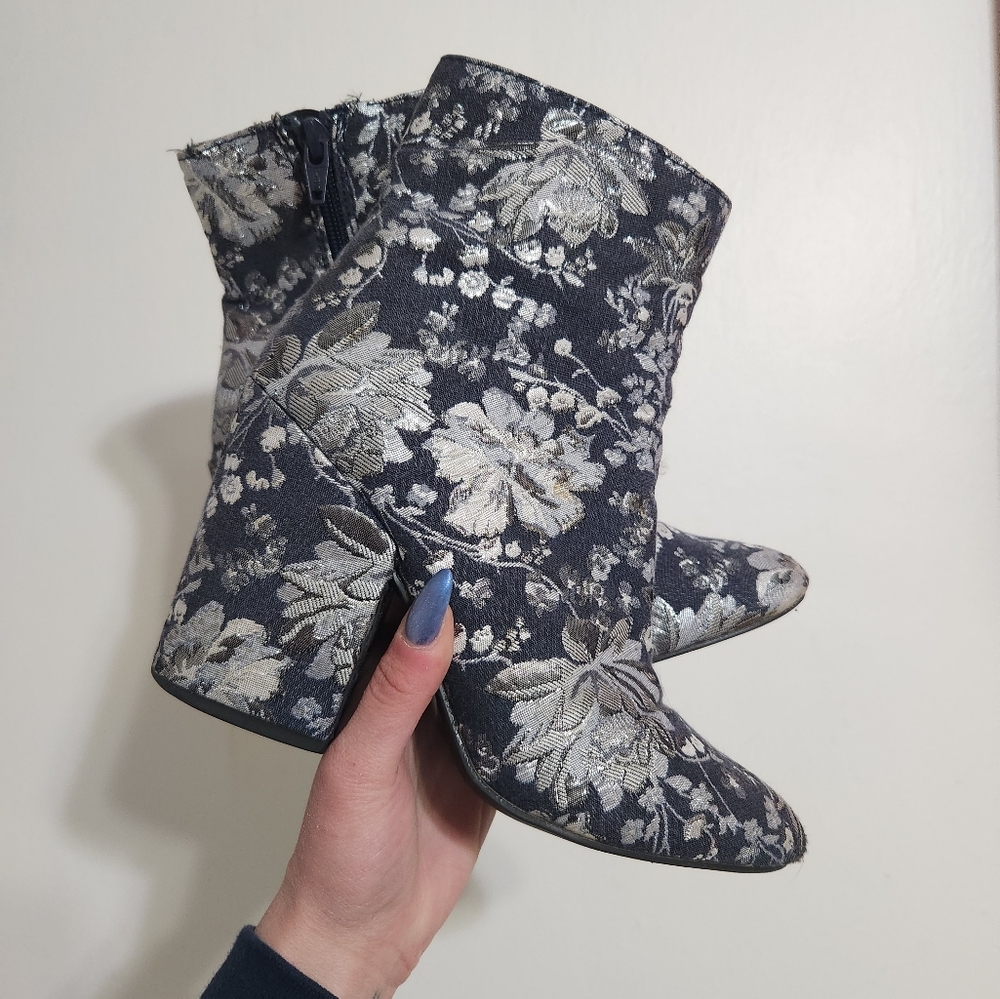Floral Embroidered Ankle Boots